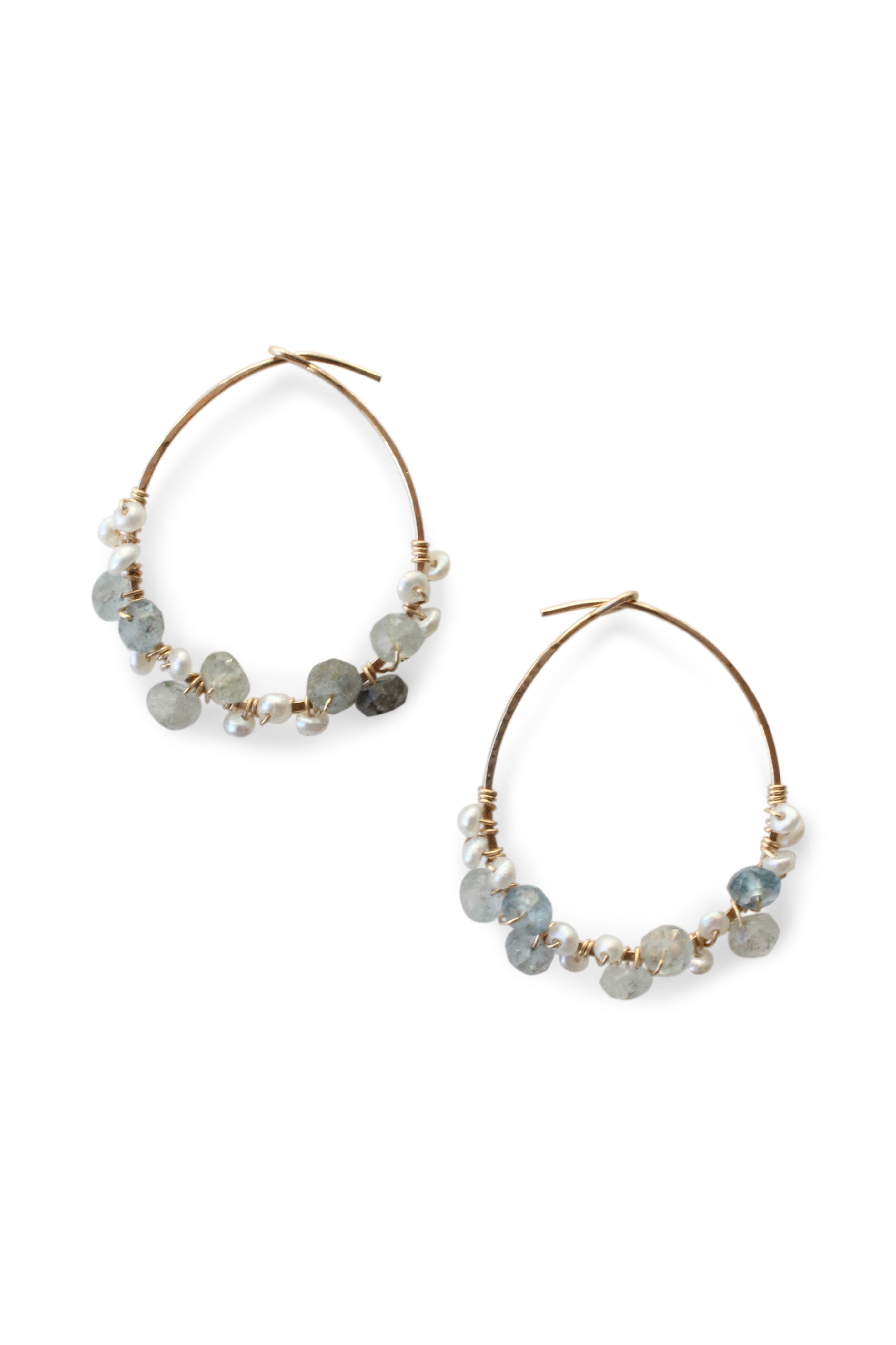 Gemstone Hoop Earrings in Smoky Quartz Ombre
