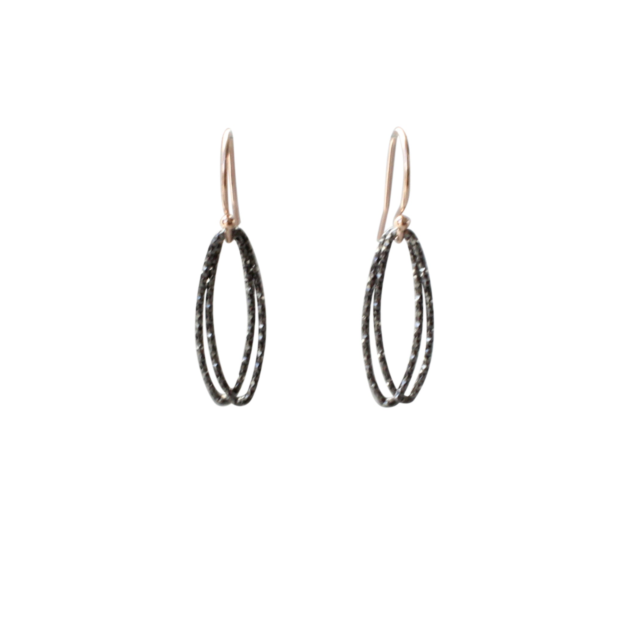 Marquise Link Earrings in White Silver