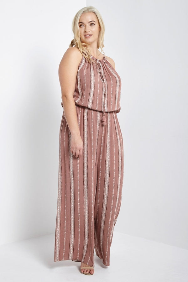 plus striped jumpsuit