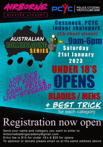 Australian Rollerblading Series Airbourne Academy Rollerblading competition pcyc