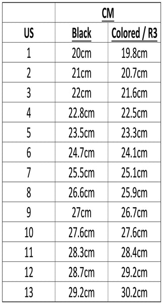 Riedell Size Chart | Bayside Blades