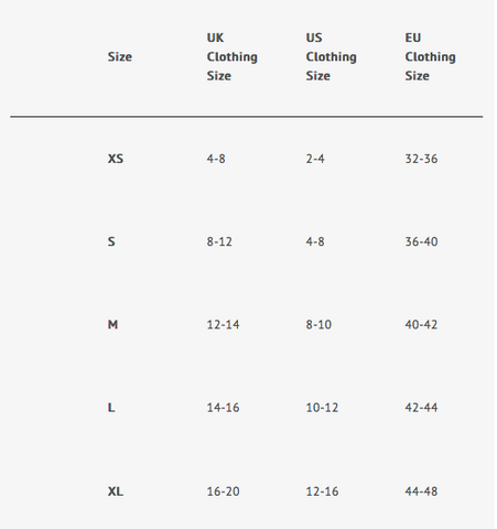 Tamay size chart