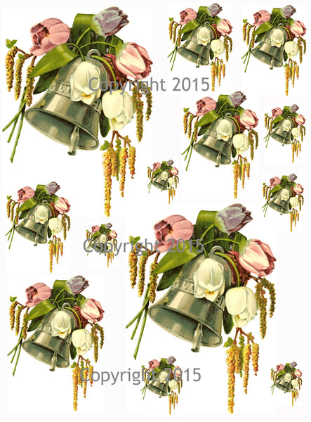 Download Bells and Tulips Collage Sheet for Decoupage, Altered Art ...