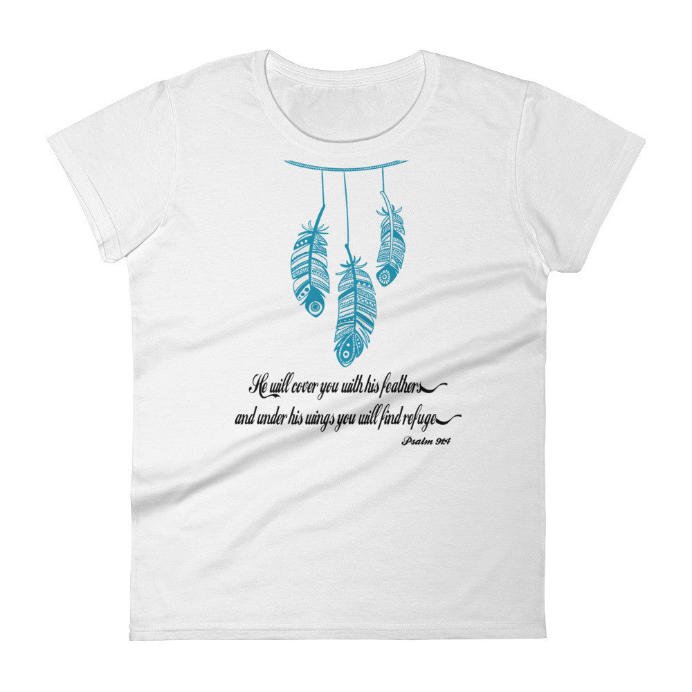He Will Cover You With His Feathers Women's short sleeve t-shirt ...