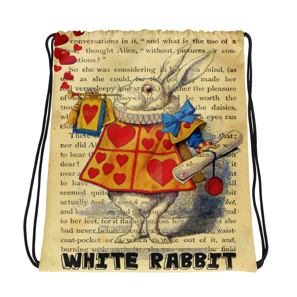 Alice in Wonderland White Rabbit Drawstring bag – Paper Rose Cottage