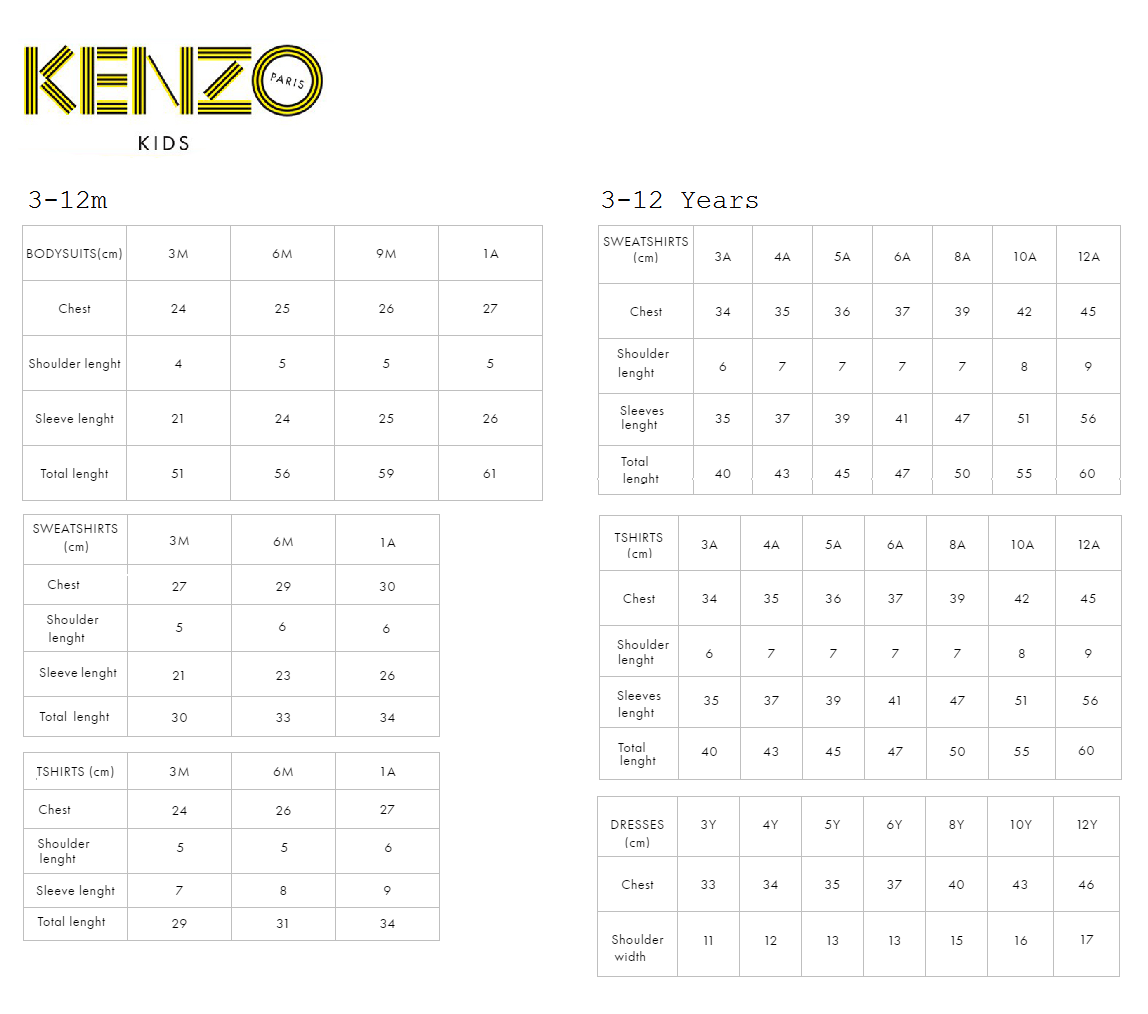 Kenzo Kids Size Chart