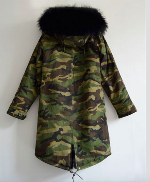 mens camo parka with fur hood