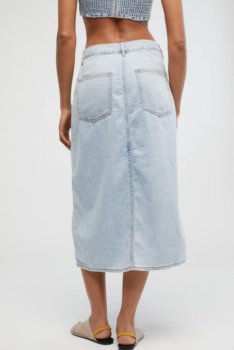 Denim Woven Midi Skirt | LIT Boutique