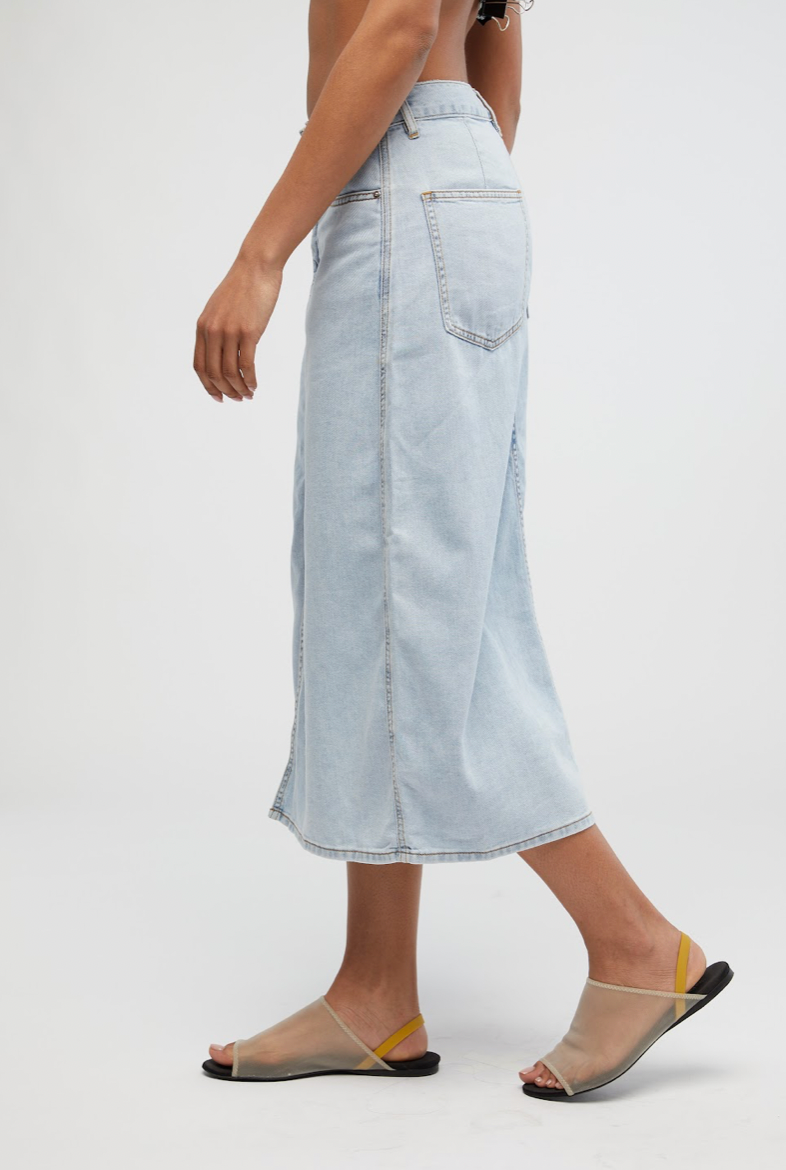 Denim Woven Midi Skirt | LIT Boutique