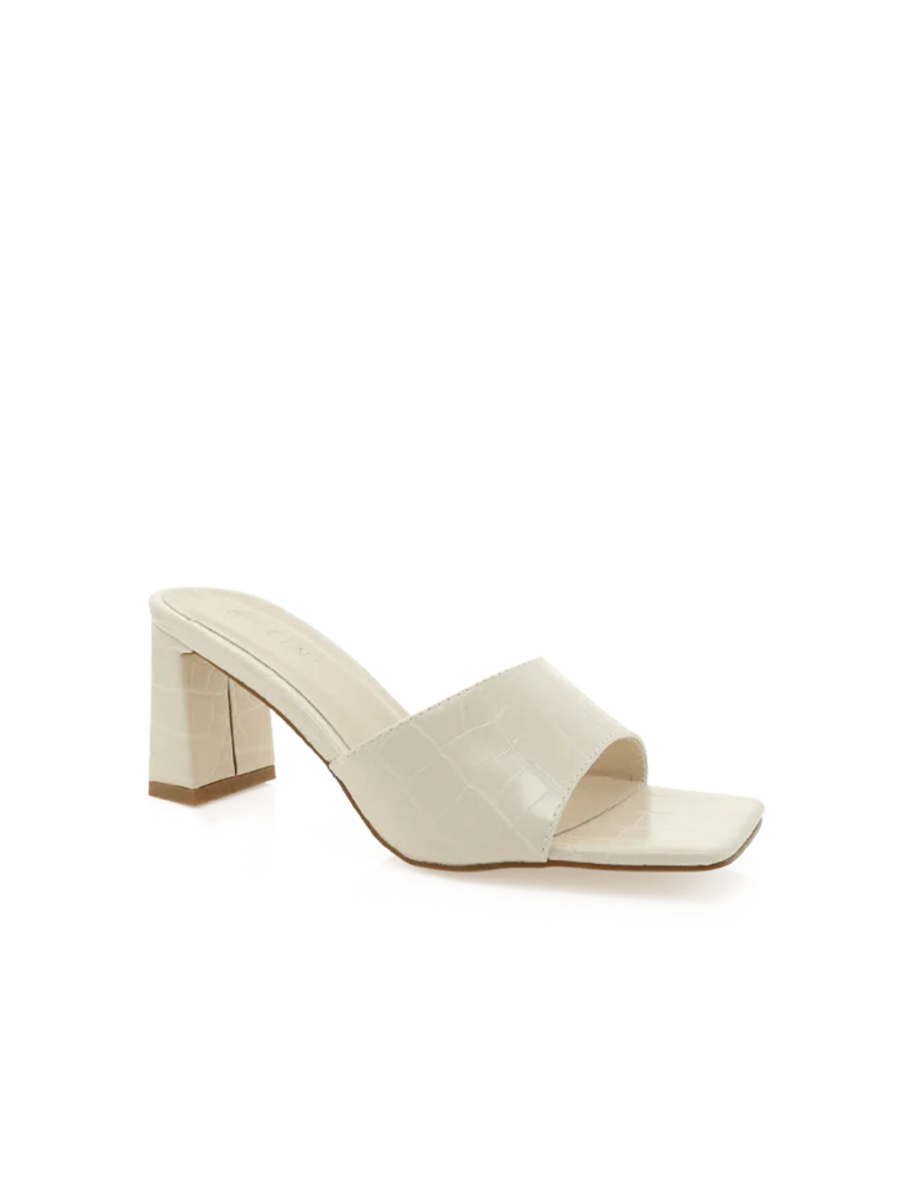 Irine Croc Block Heel Mule Bone | LIT Boutique