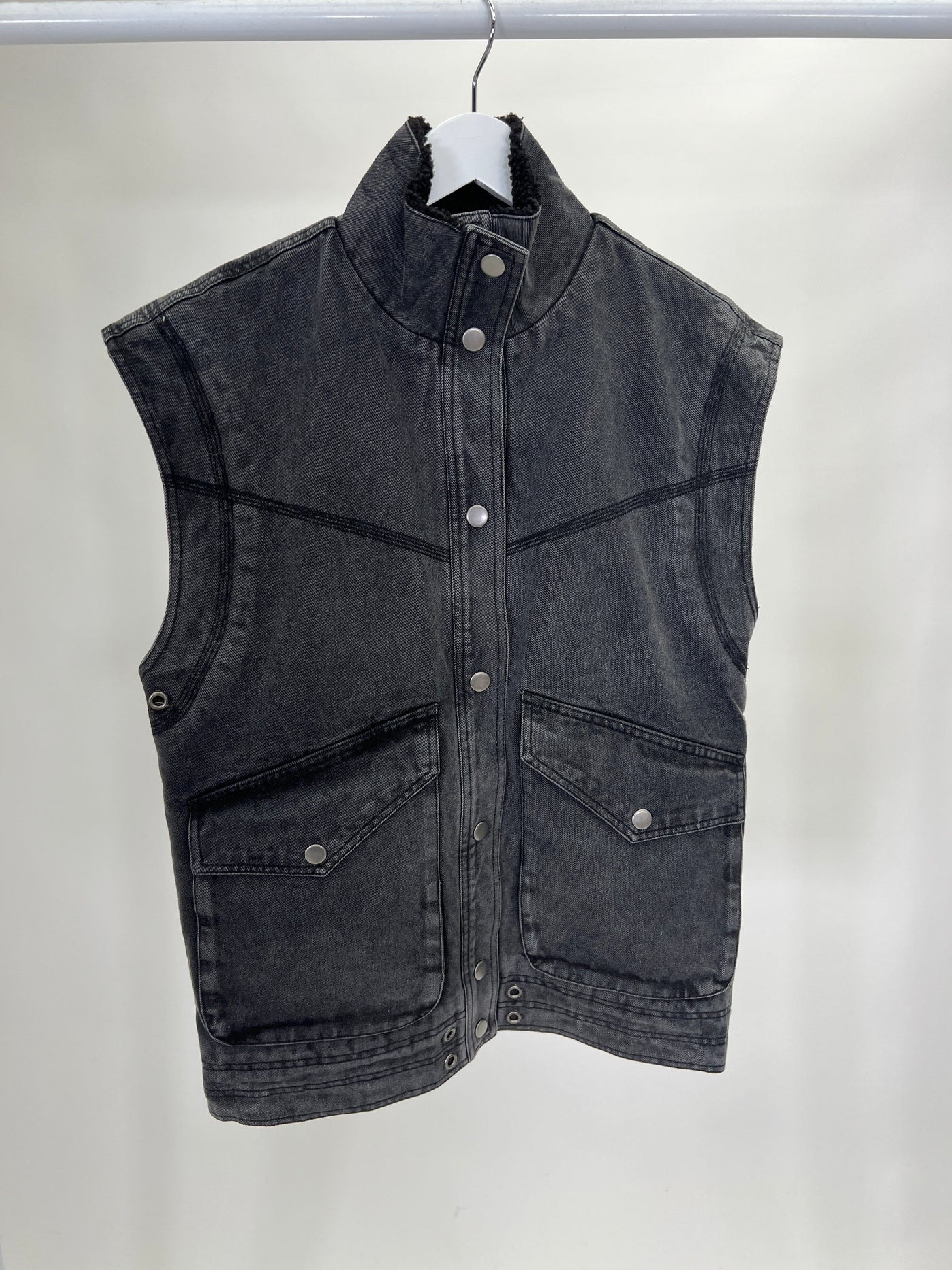 Aubrey Oversized Denim Vest Black | LIT Boutique