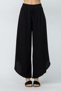 Lainey Linen Curved Hem Pants Black | LIT Boutique
