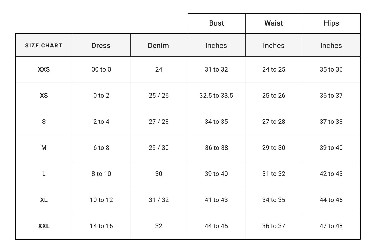 size guide