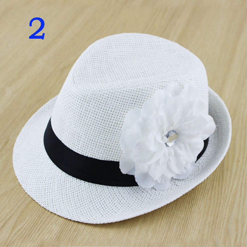 New Baby Flower Hat Children Summer Straw Fedora Hat Girl Sunbonnet Cap Top Hat Kids Jazz Cap Girls 