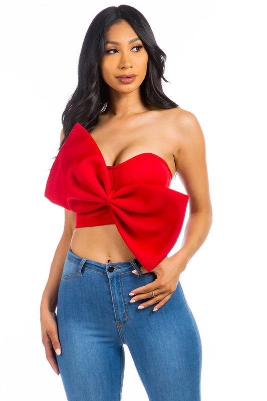 Coated Corset Bandeau Top Red