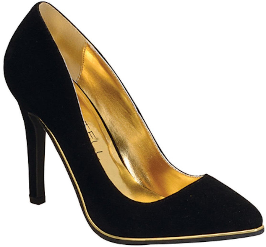 black shoes with gold trim