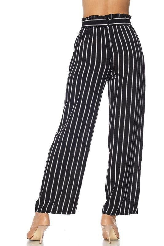 high waisted blue striped pants