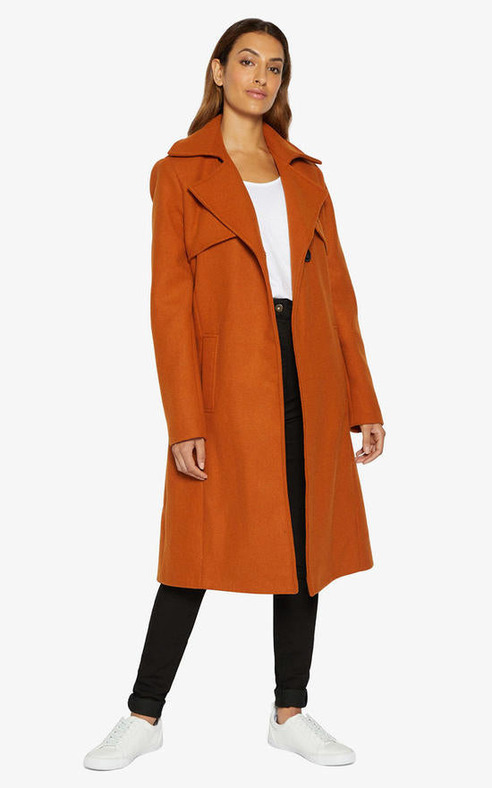 Wool-Blend Fit And Flare Red Pea Coat freeshipping - My Royal