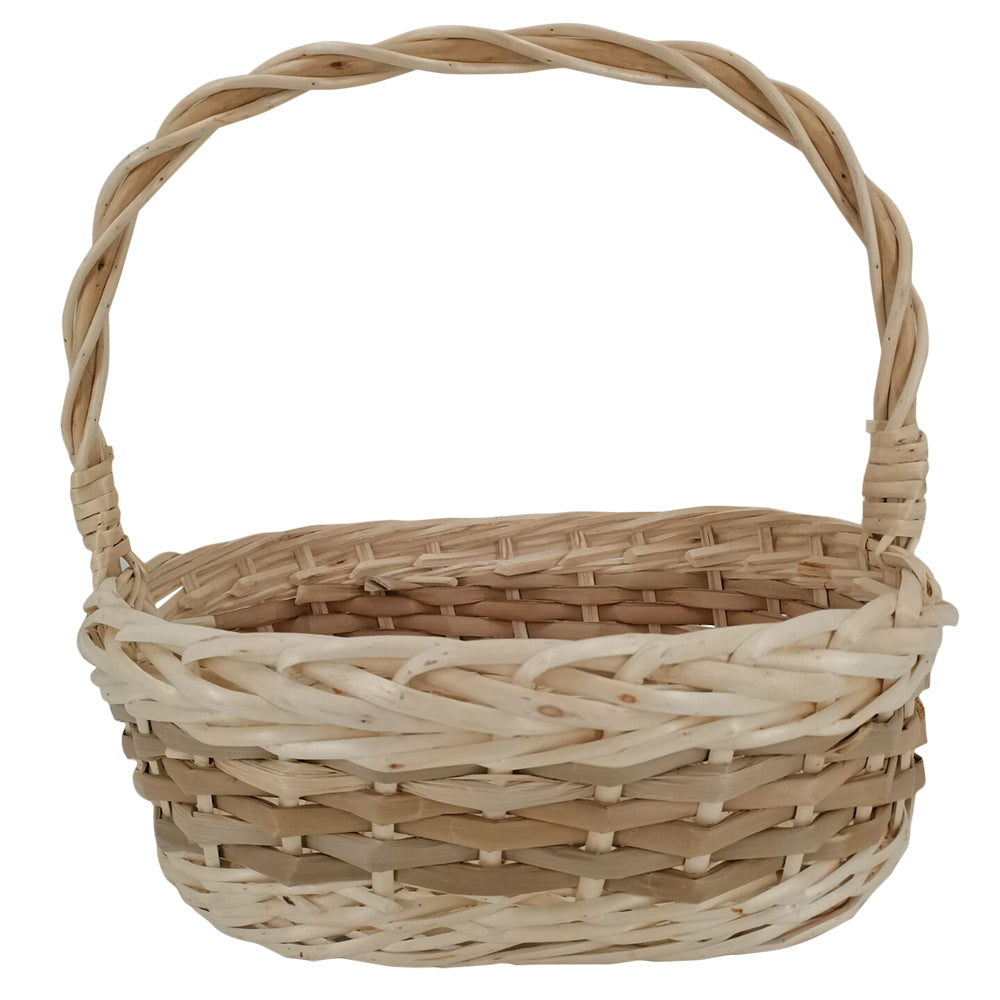 Oval Knitting Basket With Black Leather Handles - Nadeau Baton Rouge