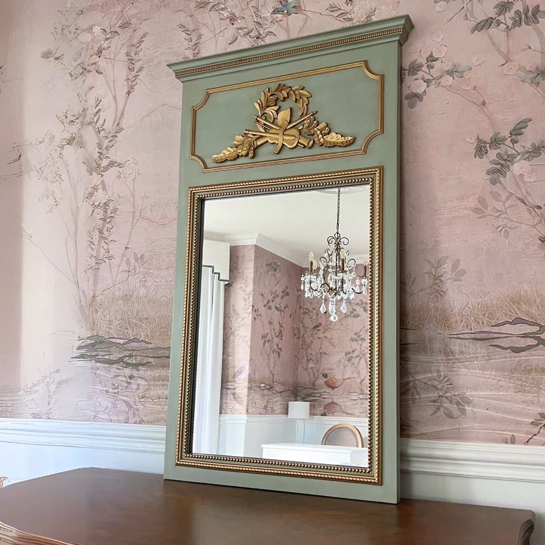 Antiqued Blue Orpheus Mirror