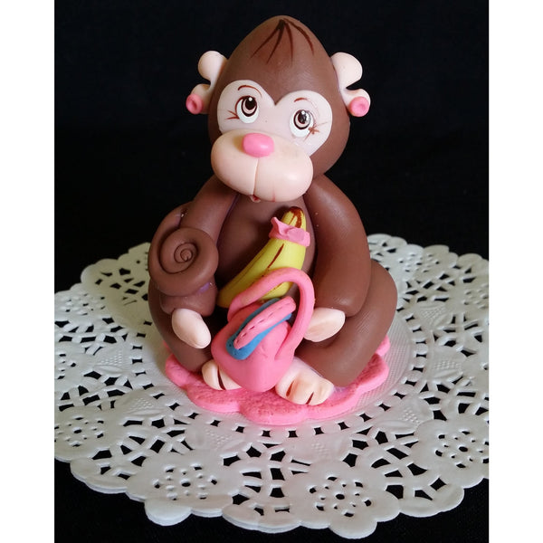 Girly Jungle Monkey Cake Decoration Pink Monkey Cake