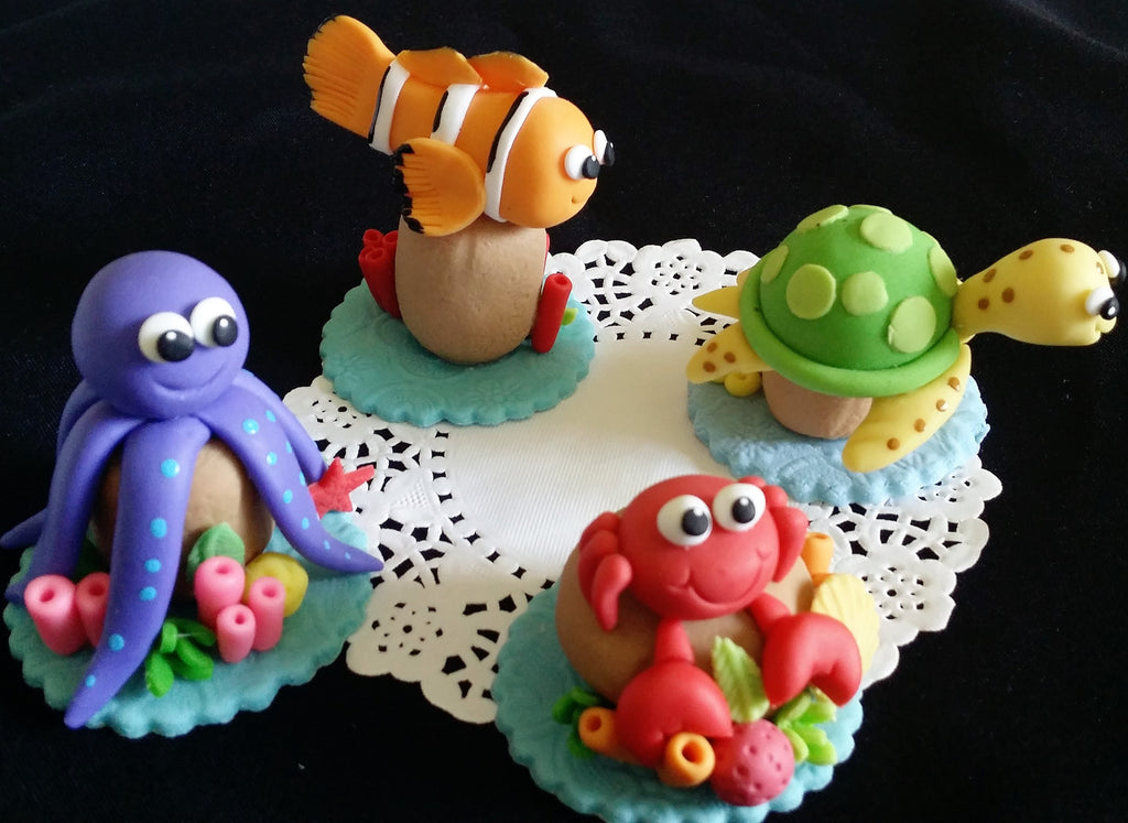 Under The Sea Cake Decorations Under The Sea Animals Sea Creatures Cake Toppers 4pcs