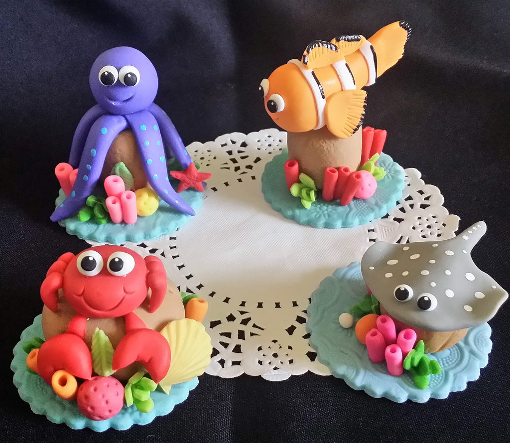 Sea Creatures Cake Decorations Under The Sea Cake Topper Under The Sea Animals Cake Toppers 6pcs