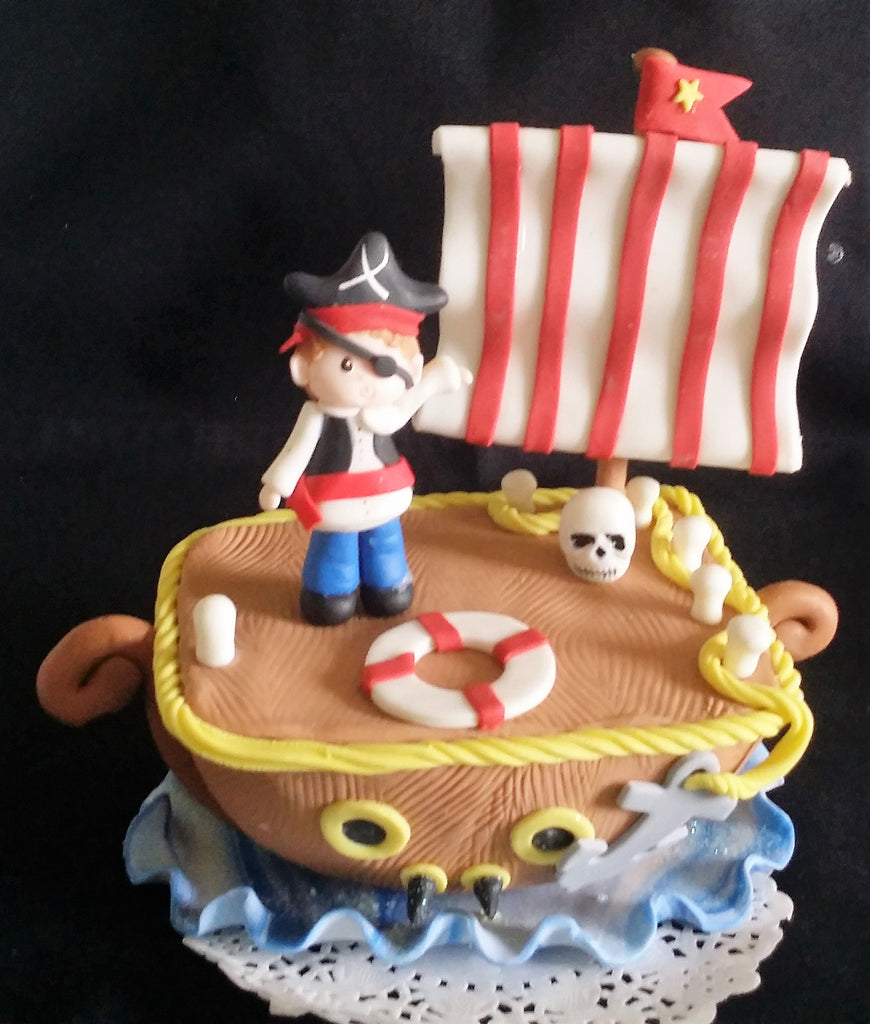 Pirate Birthday Cake Topper Pirate Cake Decoration Red