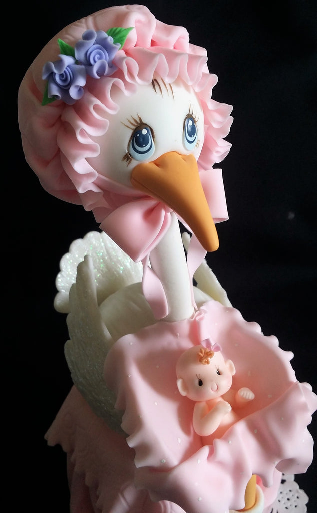 Pink Stork Cake Topper Baby Shower Decoration Baby Shower Centerpiece Stork Cake Decoration