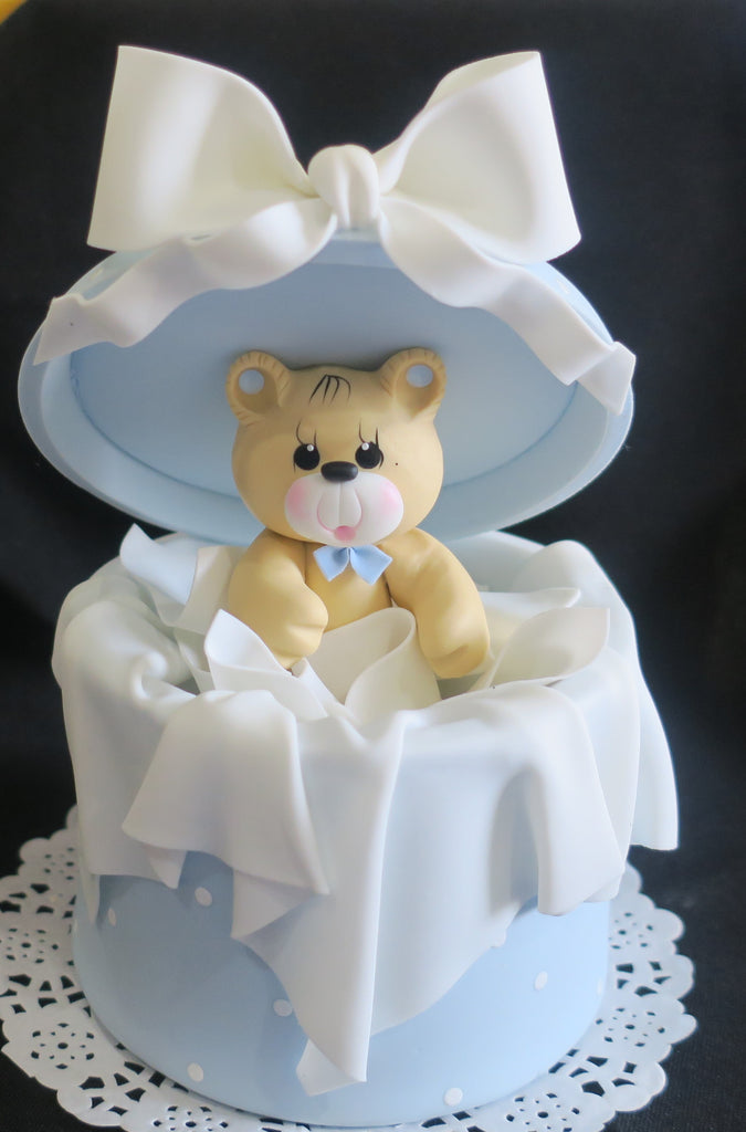 Baby Bear Shower Cake Topper Bear in a Surprise Box Pink, or Bl – C T B