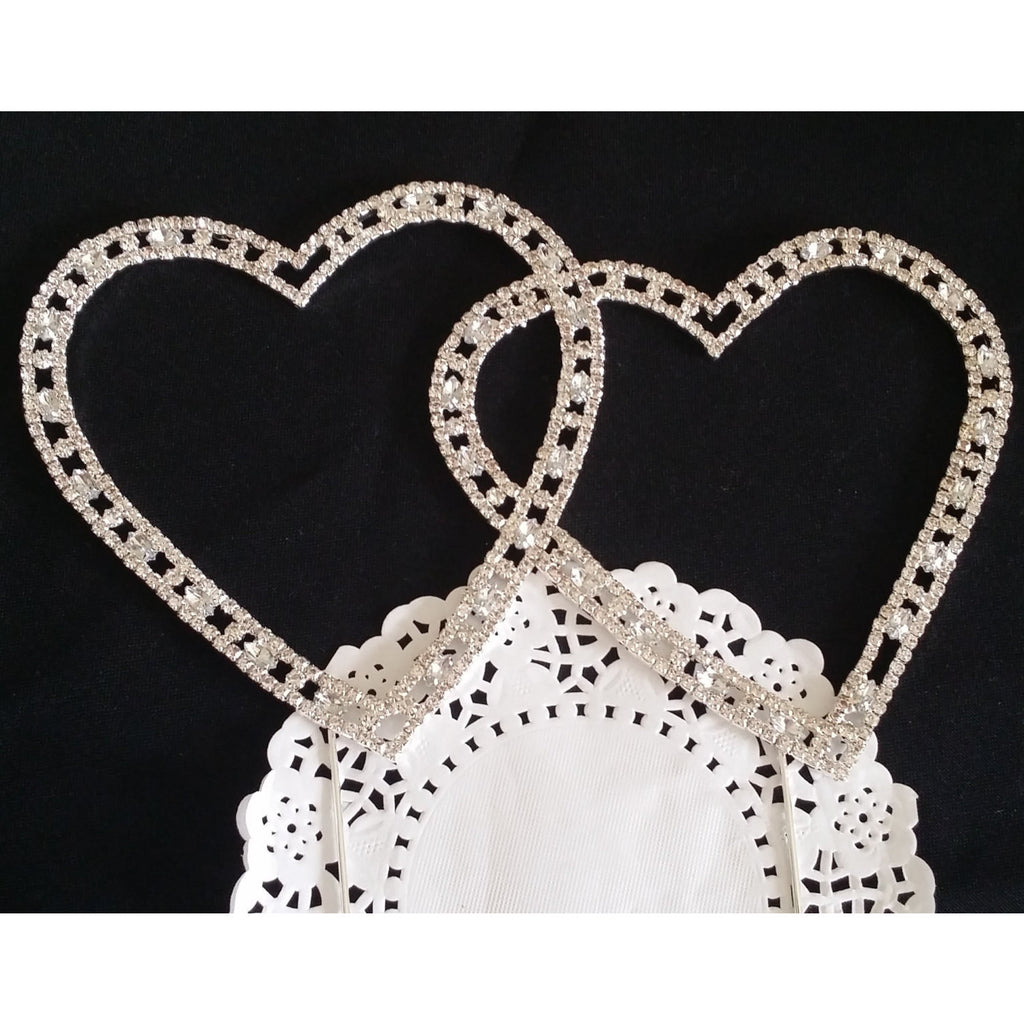 Wedding Rhinestone Heart Cake Topper Crystal Double Heart Cake