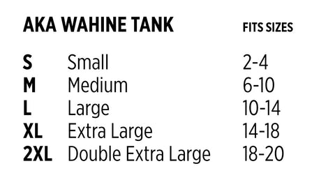 Wahine Tank Size Chart