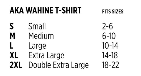 Wahine Tshirt Size Chart