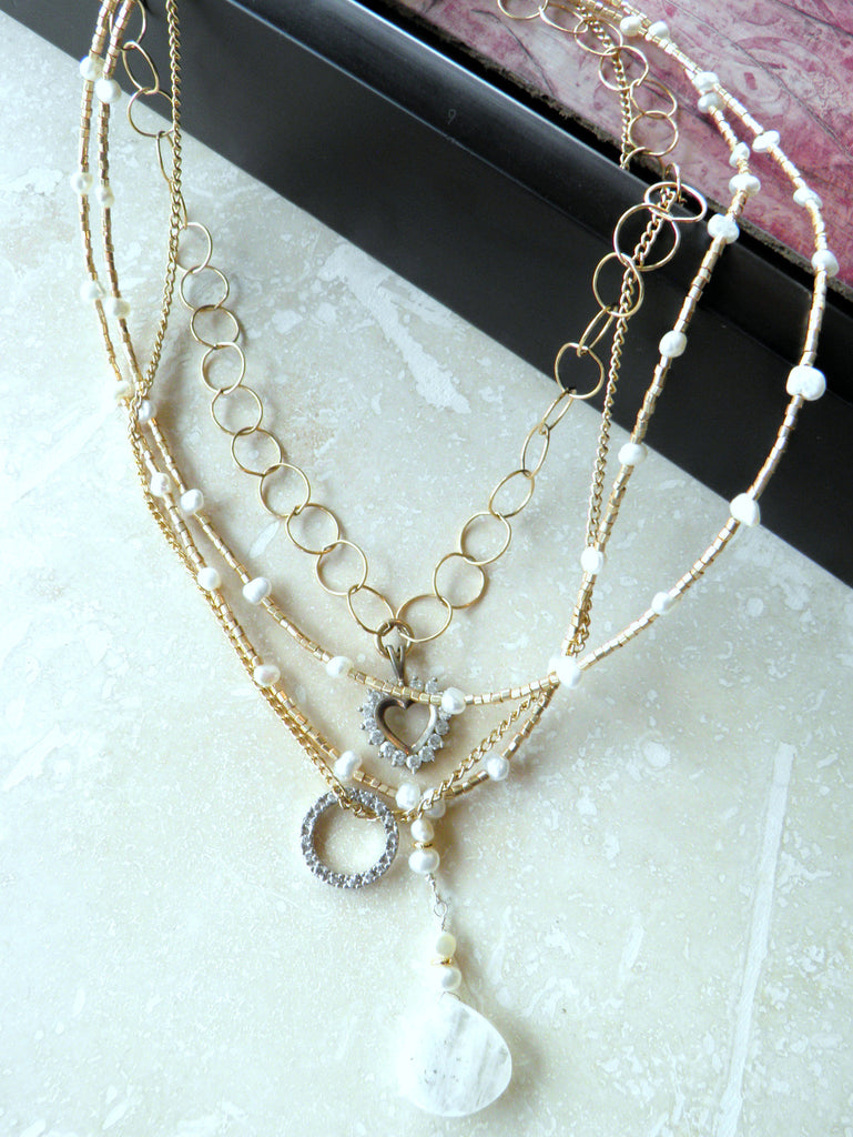 Gold Chain, Crystal, Freshwater Pearl Necklace – Gem Girl Studio