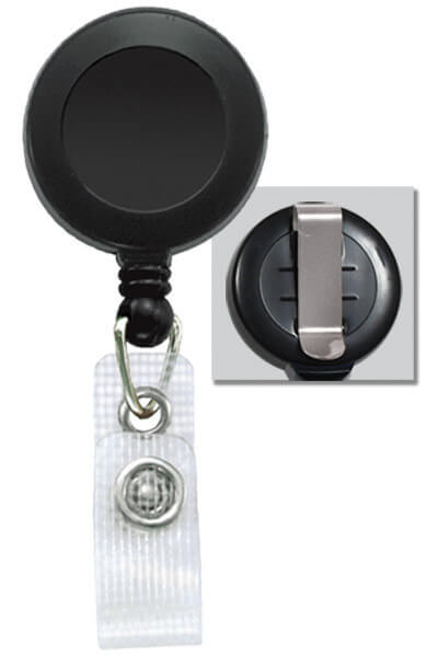 Plastic Badge Reel with Silver Sticker, Belt Clip and Reinforced Vinyl  Strap (25-pack)