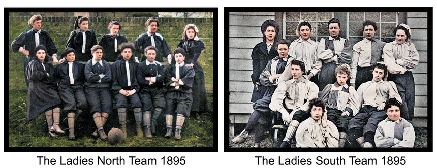 The images from circa 1895 depict the North and South teams