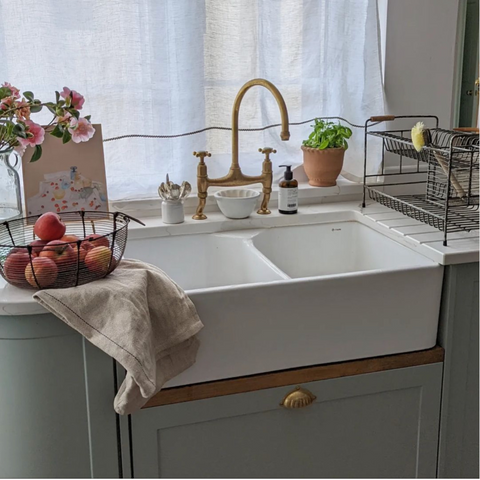 Sheer Linen Net Curtains for the Kitchen by Linen and Letters