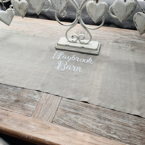 Personalised Embroidered Table Runner by Linen and Letters