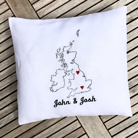 Great British Isle Location hearts Pillow