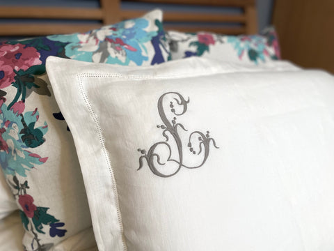 French Monogram Corner Linen Pillowcase