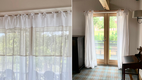 Linen and Letters Tie Top Curtains