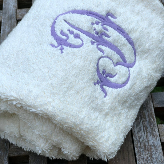 French Fleur de Lis Embroidered White Hand Towel