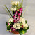 Basket Of Sensation- - from Best Flower Delivery in Category | Flowers | Premium Flowers -This Beautiful arrangement consists of 4 Stem Fresh Purple Orchids 25 Pices White Rose Nicely Arranged in a beautiful Basket with seasonal leaves fillers Note: While we always strive to ensure that products are accurately represented in our photographs, from season to season and subject to availability, our florists may be required to substitute one or more flowers for a variety of equal or greater quality, appearance and value. Also for cakes, Actual design and arrangement might differ based on chef, seasonal elements and ingredient availability. 