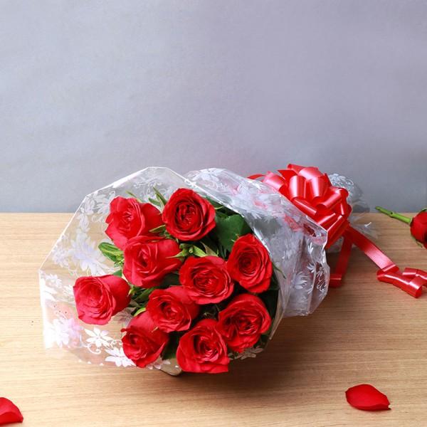 Red Roses Bouquet - 10 Red Roses - Bloomsvilla
