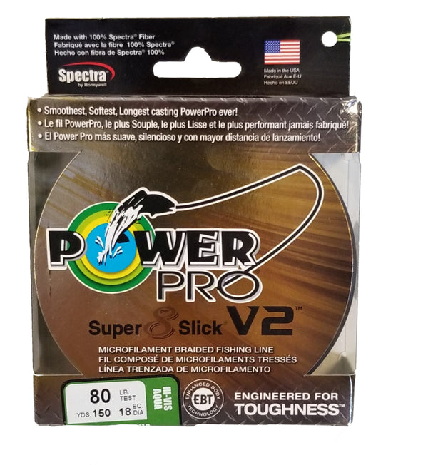 Power Pro Super 8 Slick V2 Hi-Vis Aqua 15 lb 150 yds Braided Fishing Line