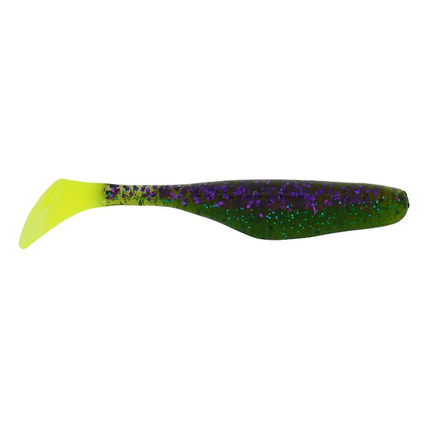 Bass Assassin STS38391 4 Split Tail Shad 10 Pk Chartreuse