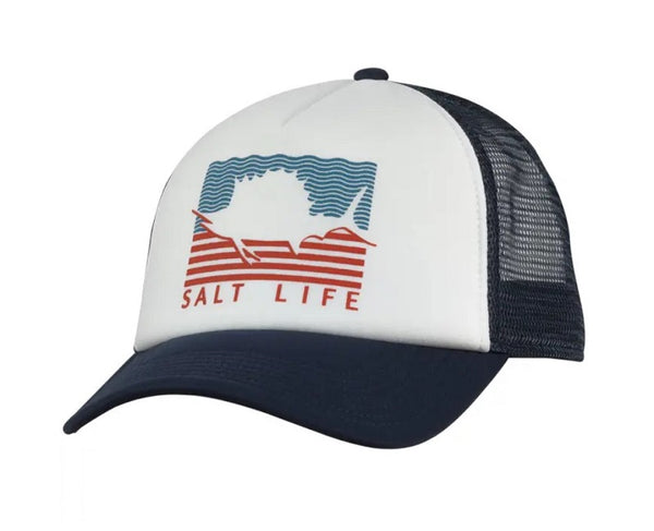 Buy Salt Life Fish Dive Surf Trucker Hat, Aruba Blue, OSFM at