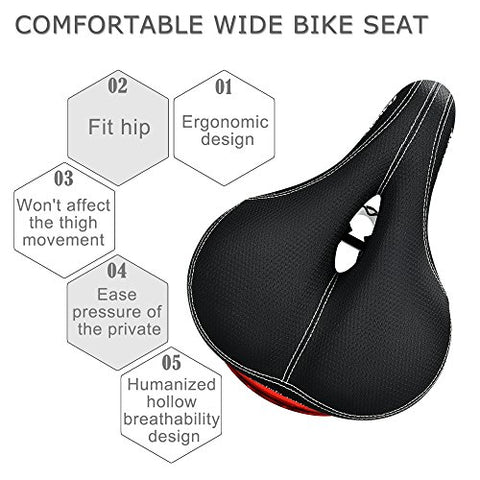 daway comfortable men women bike seat c99 memory foam padded leather wide bicycle saddle cushion with taillight