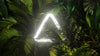 The cover image for the Chord Sequences pack, a curved neon triangle floating amid a dense wall of tropical plants like palms and monstera.