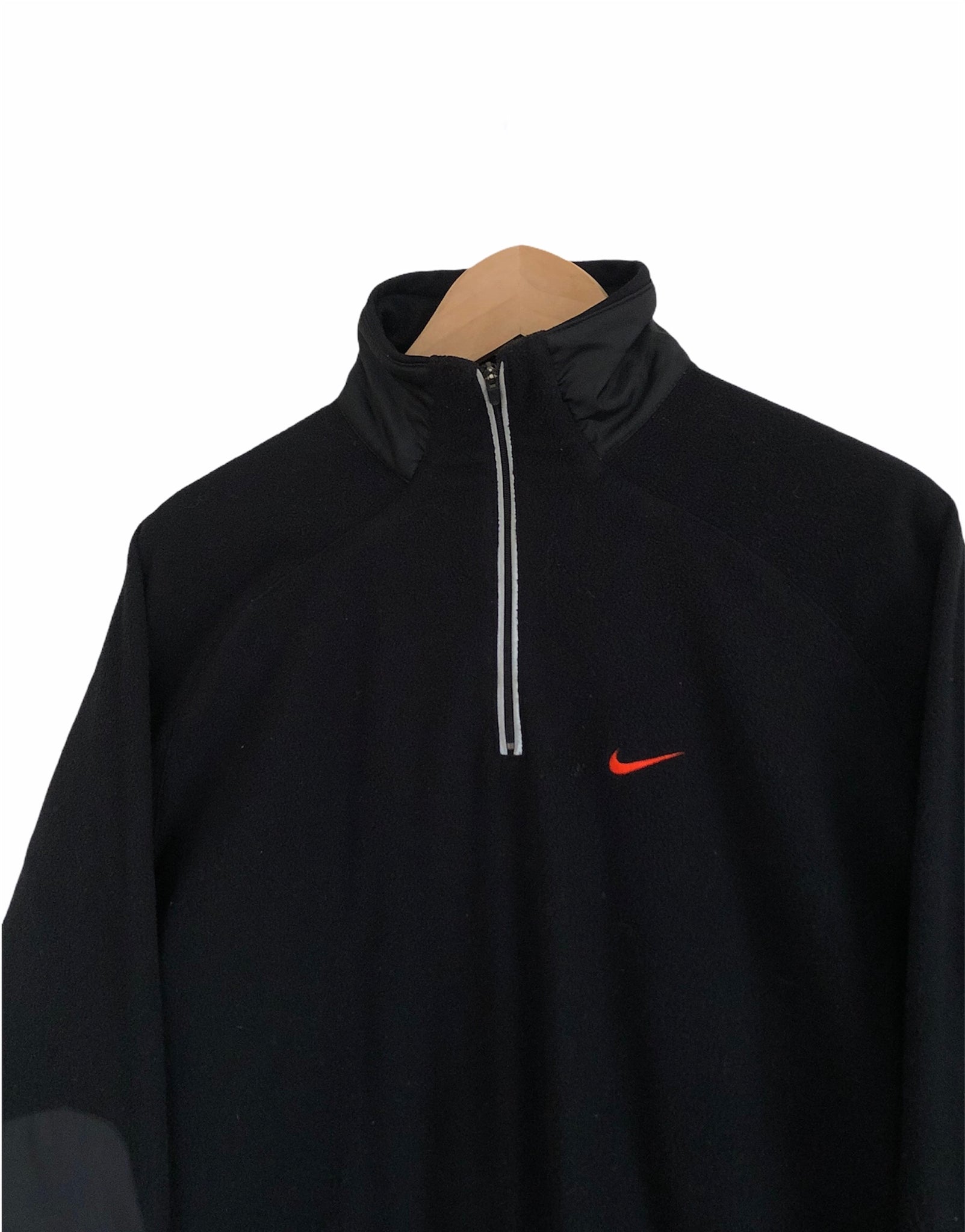Vintage Nike Quarter Zip Sweatshirt / 1-4 Zip Fleece Black & Orange Sw ROUTE CLOTHING